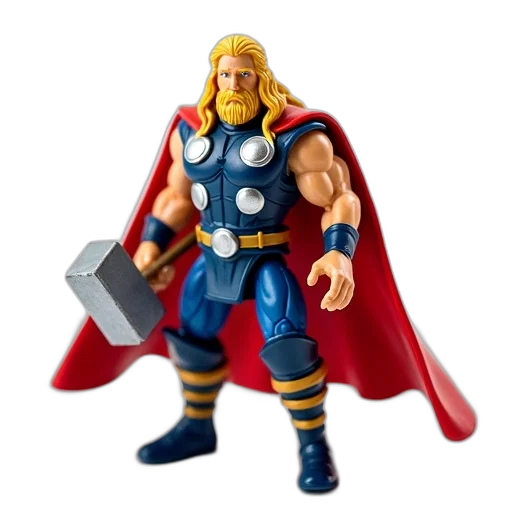 comic book art, 3d render, concept art, detailed, action, figure, thor, norse transparent PNG cut-out