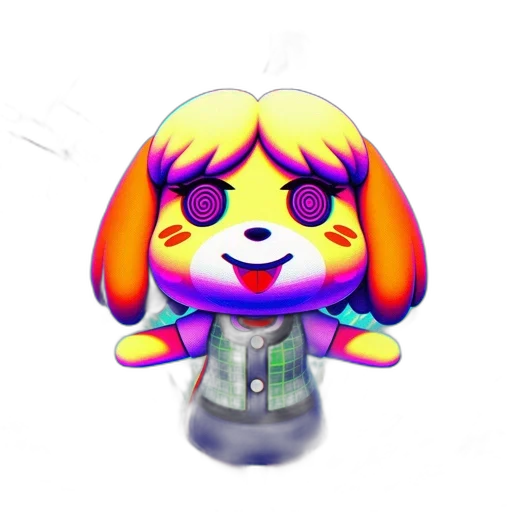staff, animal, creature, face, 3d render, pixel art, concept art, vaporwave transparent PNG cut-out