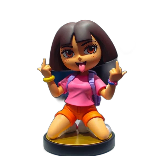3d render, concept art, indoor, exhibit, features, figurine, dora, explorer transparent PNG cut-out