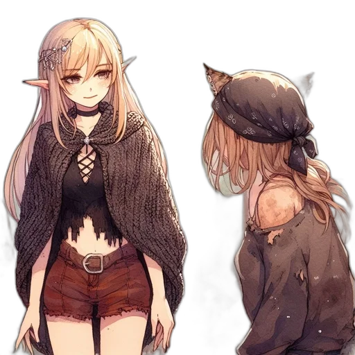 creature, mask, staff, jacket, concept art, fantasy art, anime, pixel art transparent PNG cut-out
