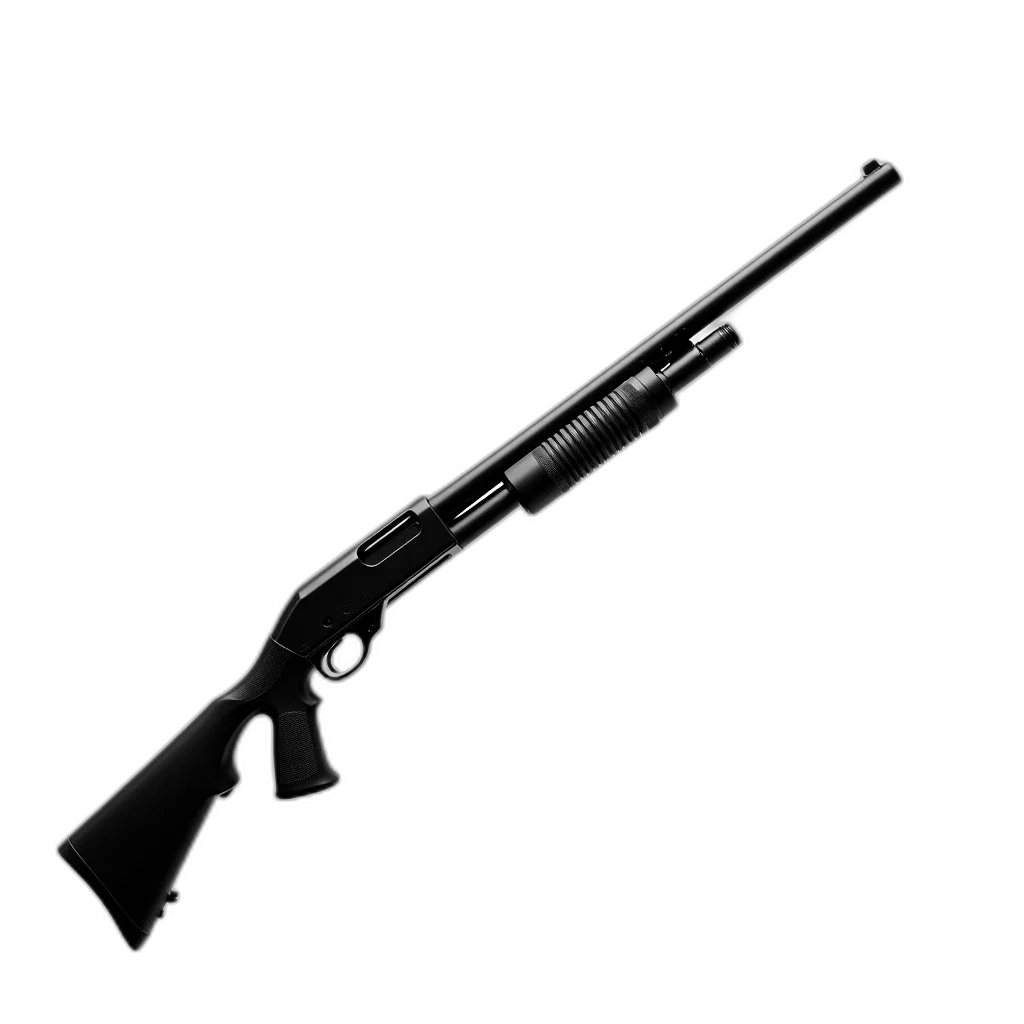 weapon, staff, 3d render, photorealistic, black, modern-looking, shotgun, long transparent PNG cut-out