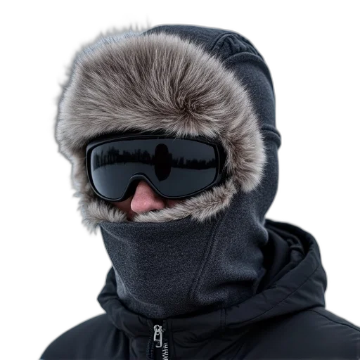 jacket, hat, mask, face transparent PNG cut-out