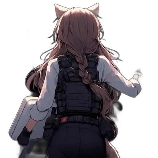 weapon, jacket, staff, dress, anime, concept art, cyberpunk, pixel art transparent PNG cut-out