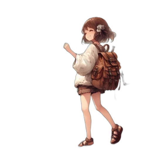 jacket, staff, dress, creature, concept art, pixel art, anime, watercolor transparent PNG cut-out