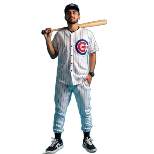 staff, creature, animal, man, baseball, clothes, bat, over transparent PNG cut-out