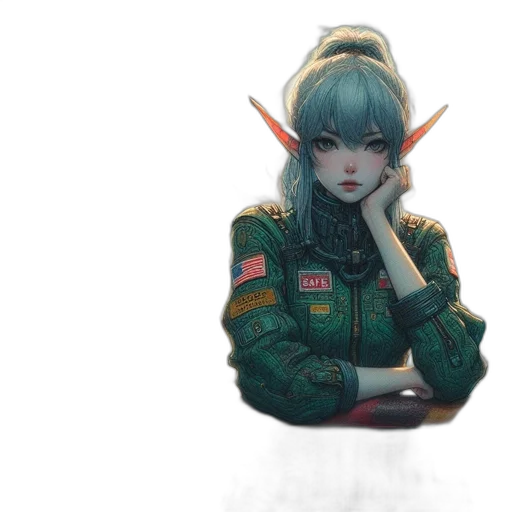 jacket, weapon, robot, face, concept art, cyberpunk, fantasy art, anime transparent PNG cut-out