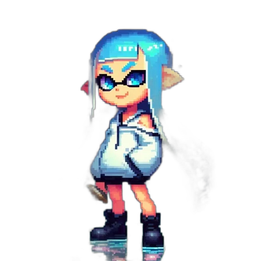 dress, staff, weapon, jacket, pixel art, 3d render, concept art, vaporwave transparent PNG cut-out