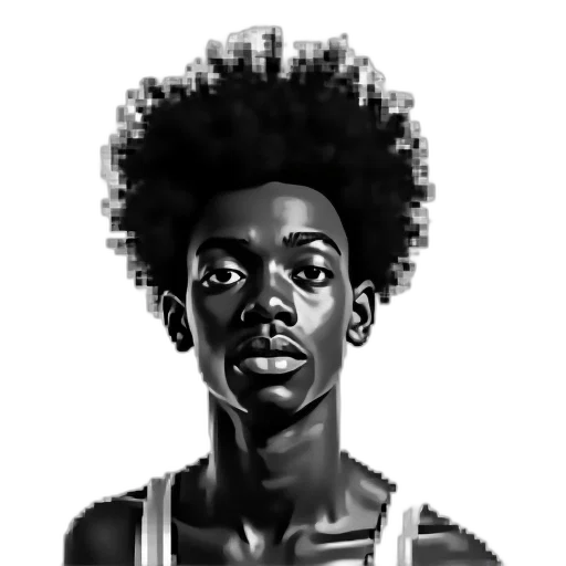 face, hair, staff, crown, cartoon, pixel art, comic book art, photorealistic transparent PNG cut-out