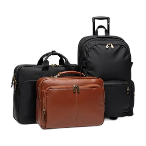 collection, three, different, types, luggage, displayed, against, white transparent PNG cut-out