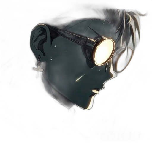 mask, face, robot, weapon, cyberpunk, concept art, comic book art, watercolor transparent PNG cut-out