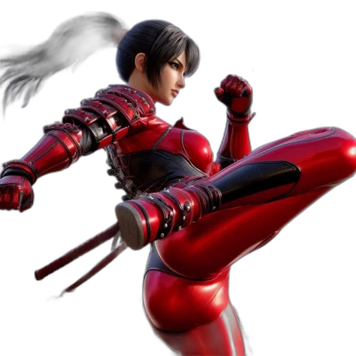 weapon, concept art, 3d render, comic book art, photorealistic, red, woman, warrior transparent PNG cut-out