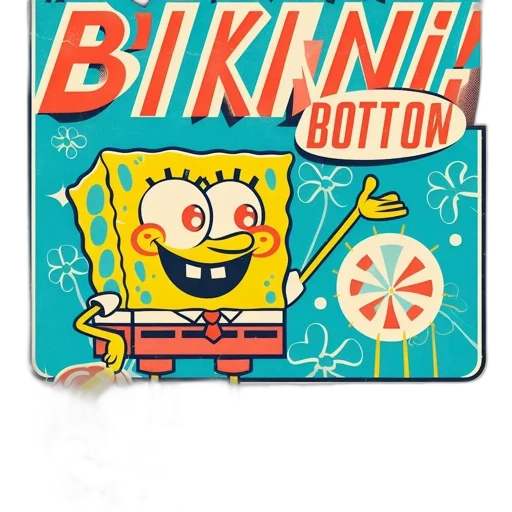 cartoon, comic book art, concept art, 3d render, vibrant, illustration, features, spongebob transparent PNG cut-out
