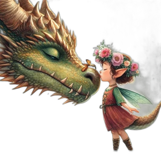 dragon, creature, fantasy art, concept art, watercolor, photorealistic, fire, green transparent PNG cut-out