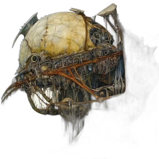 robot, mask, hat, face, concept art, fantasy art, photorealistic, watercolor transparent PNG cut-out