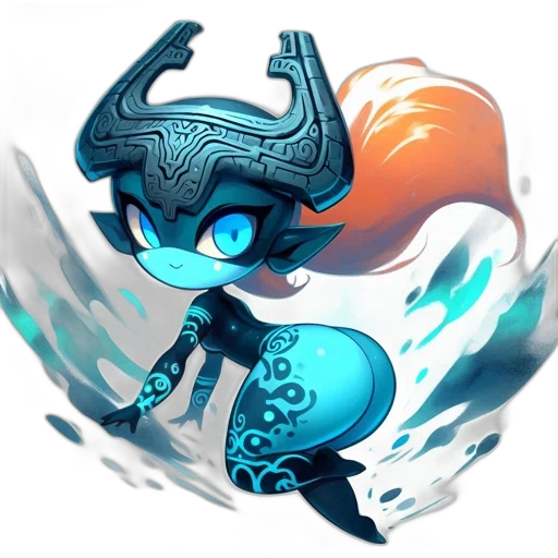 dragon, staff, fantasy art, concept art, pixel art, comic book art, blue, dark transparent PNG cut-out