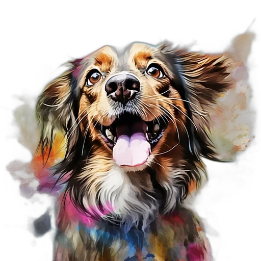 animal, creature, face, photorealistic, watercolor, oil painting, fantasy art, colorful transparent PNG cut-out