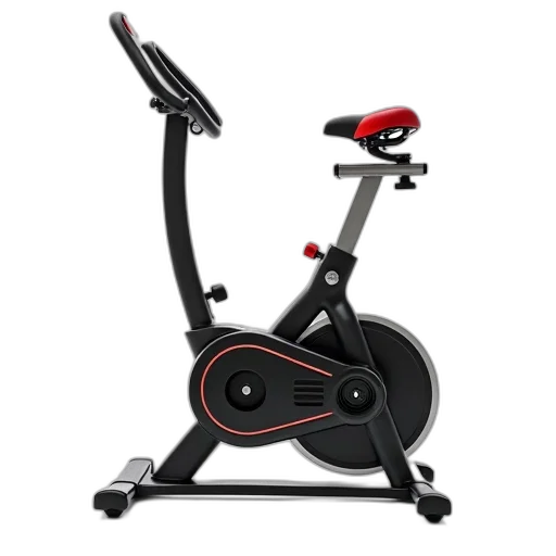 modern, exercise, bike, sleek, design, featuring, black, red transparent PNG cut-out