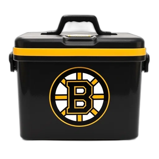 black, yellow, cooler, boston, bruins, logo, front, displayed transparent PNG cut-out