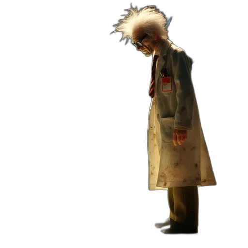 jacket, staff, hat, creature, concept art, 3d render, pixel art, photorealistic transparent PNG cut-out