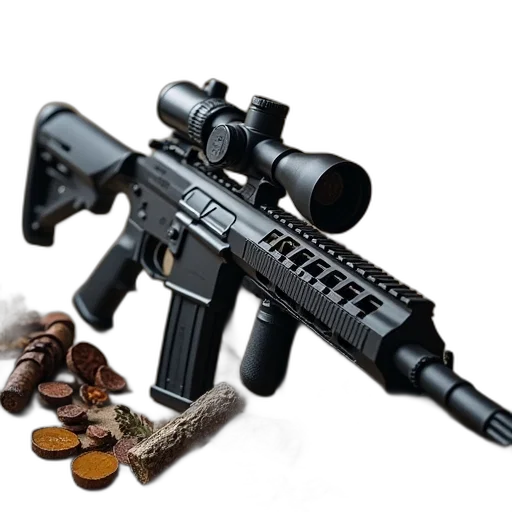 weapon, 3d render, photorealistic, american transparent PNG cut-out