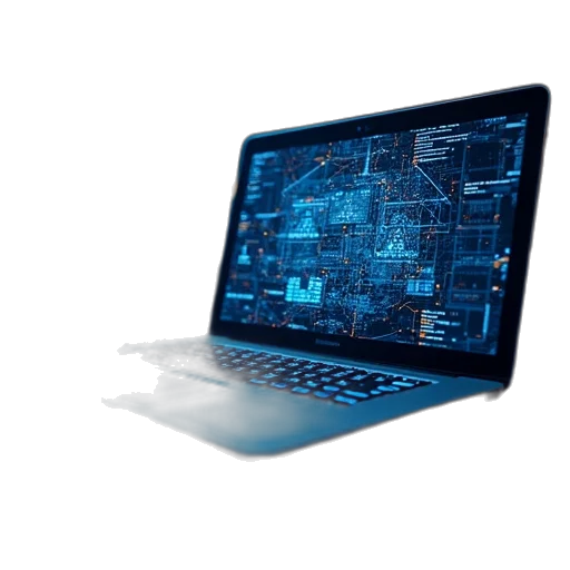 3d render, blue, computer, information transparent PNG cut-out