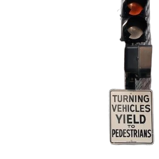 car, sign, street, says, turning, vehicles, yield, pedestrians transparent PNG cut-out