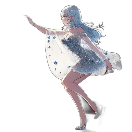 dress, staff, robot, creature, concept art, watercolor, fantasy art, anime transparent PNG cut-out