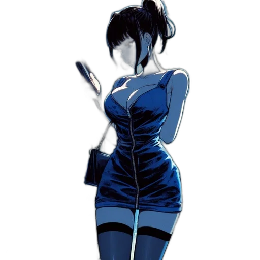dress, jacket, staff, concept art, comic book art, anime, fantasy art, blue transparent PNG cut-out