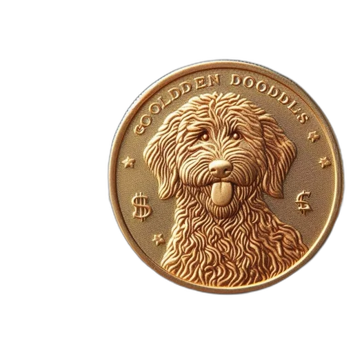 image, features, dominant, golden, doodle-depicted, coin, among, set transparent PNG cut-out