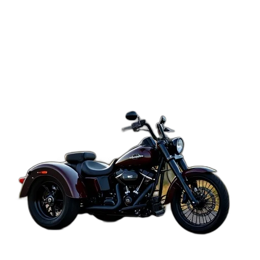 weapon, photorealistic, 3d render, harley, davidson, trike, parked, road transparent PNG cut-out