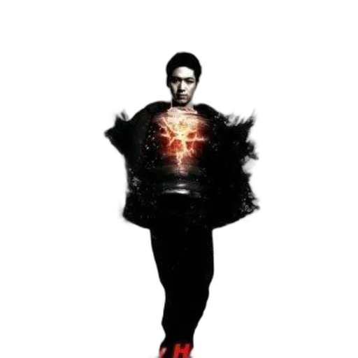 jacket, creature, staff, concept art, comic book art, pixel art, photorealistic, fire transparent PNG cut-out