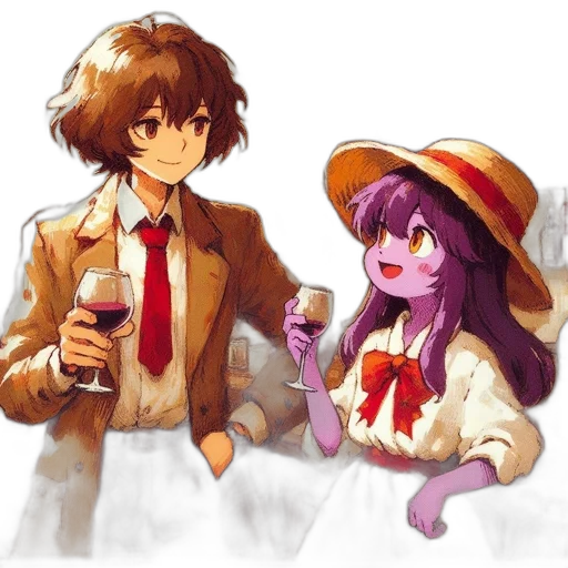 hat, food, bottle, staff, watercolor, anime, pixel art, concept art transparent PNG cut-out