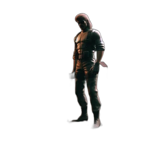 weapon, jacket, mask, robot, concept art, 3d render, pixel art, cyberpunk transparent PNG cut-out