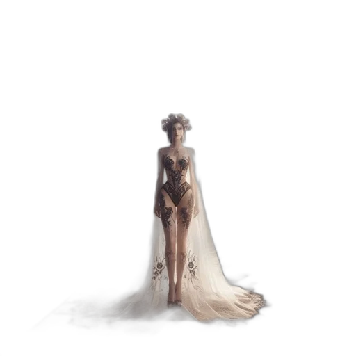 dress, crown, jewelry, creature, concept art, pixel art, fantasy art, 3d render transparent PNG cut-out