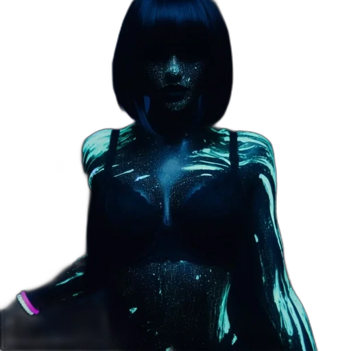 dress, robot, creature, cyberpunk, concept art, 3d render, comic book art, neon lights transparent PNG cut-out