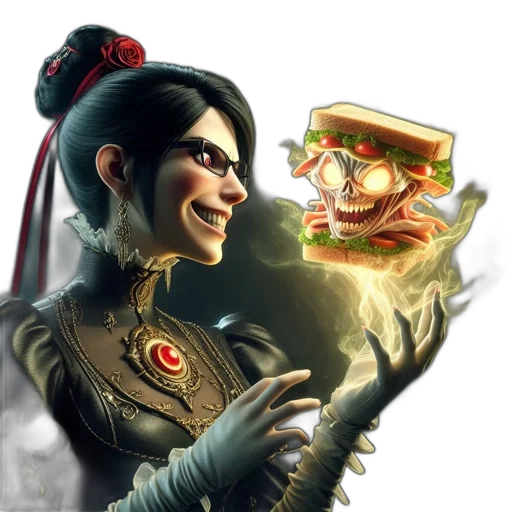 food, robot, face, concept art, fantasy art, photorealistic, comic book art, woman transparent PNG cut-out