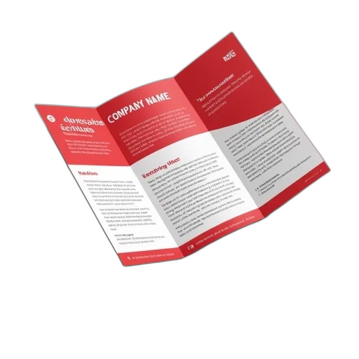 red, white, brochure, company, logo, top, right, corner transparent PNG cut-out