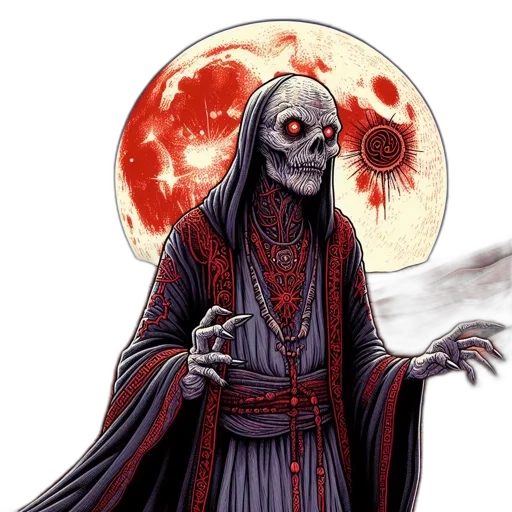 staff, mask, comic book art, concept art, fantasy art, pixel art, red, dark transparent PNG cut-out