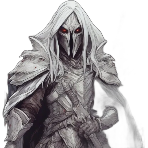 mask, face, staff, weapon, concept art, fantasy art, comic book art, pixel art transparent PNG cut-out