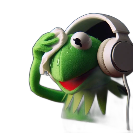 concept art, cartoon, 3d render, green, puppet, character, resembling, kermit transparent PNG cut-out