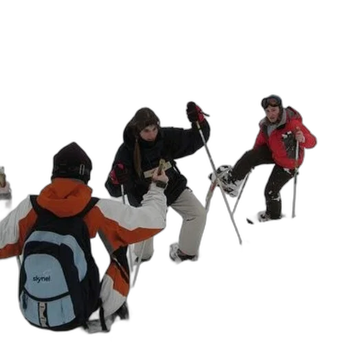 staff, jacket, concept art, 3d render, snow, group, people, skiing transparent PNG cut-out