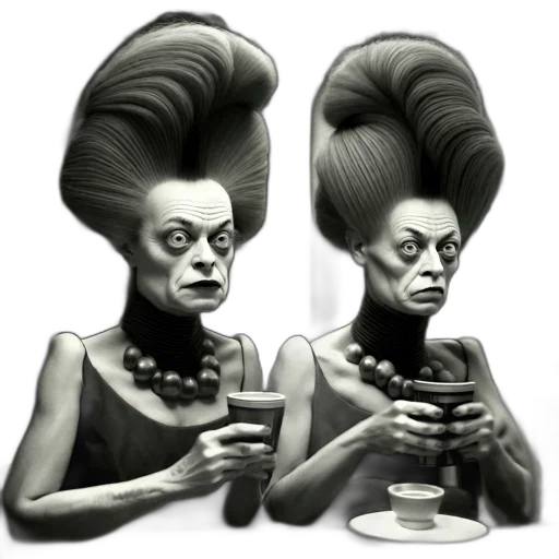 hair, concept art, cartoon, fantasy art, comic book art, two, women, voluminous transparent PNG cut-out