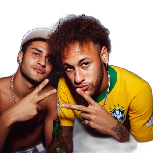 photorealistic, two, individuals, one, sporting, brazilian, national, team transparent PNG cut-out