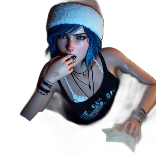 hat, jacket, face, photorealistic, concept art, cyberpunk, fantasy art, neon lights transparent PNG cut-out