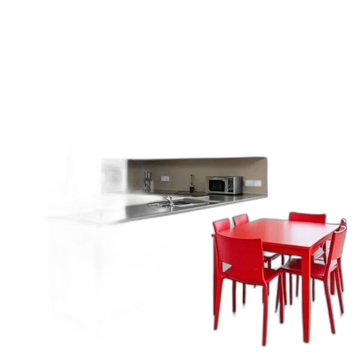 furniture, 3d render, photorealistic, concept art, red, monochrome, modern, kitchen transparent PNG cut-out