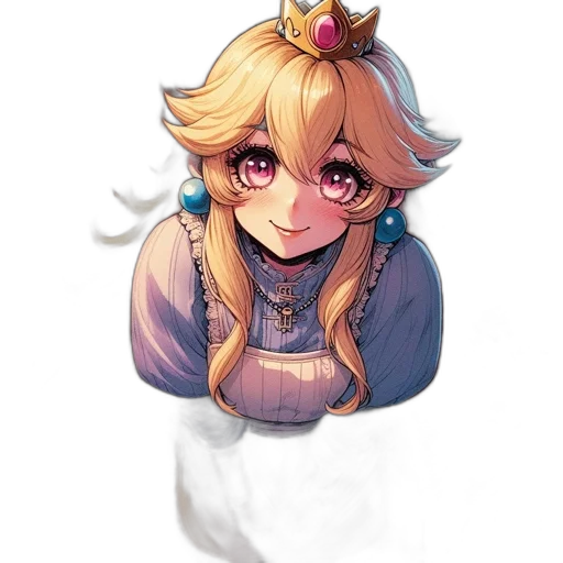 crown, staff, face, dress, pixel art, watercolor, anime, concept art transparent PNG cut-out