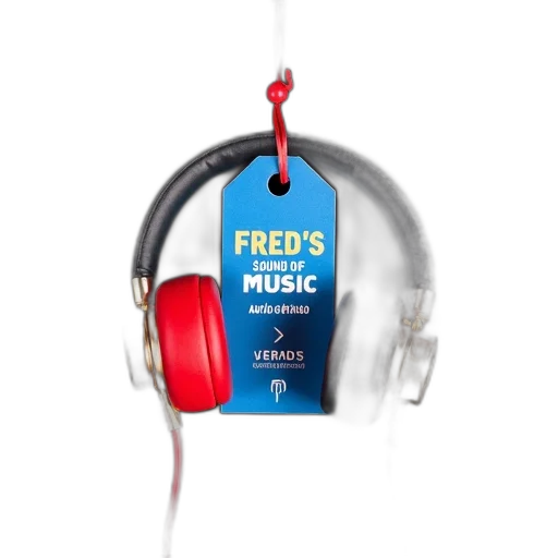 bottle, pair, red, black, earphones, gold, accents, displayed transparent PNG cut-out