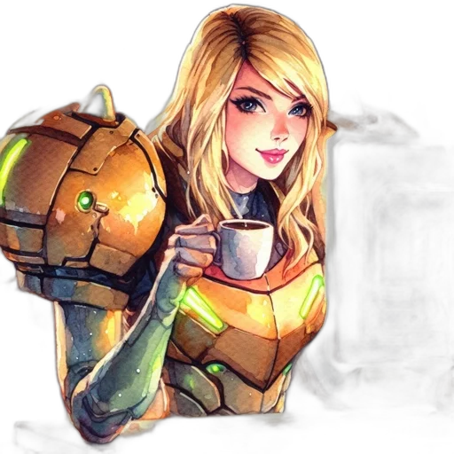 robot, concept art, fantasy art, comic book art, watercolor, golden, earth tones, green transparent PNG cut-out