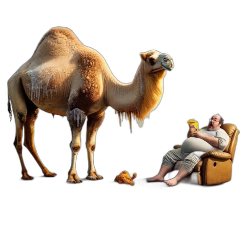 animal, furniture, food, creature, concept art, 3d render, photorealistic, camel transparent PNG cut-out