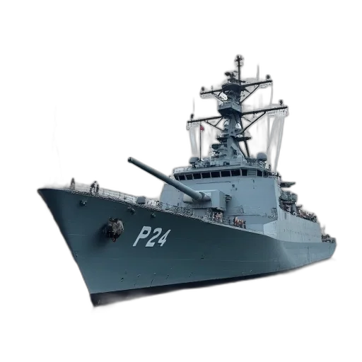 3d render, concept art, large, grey, military, ship, number, p24 transparent PNG cut-out